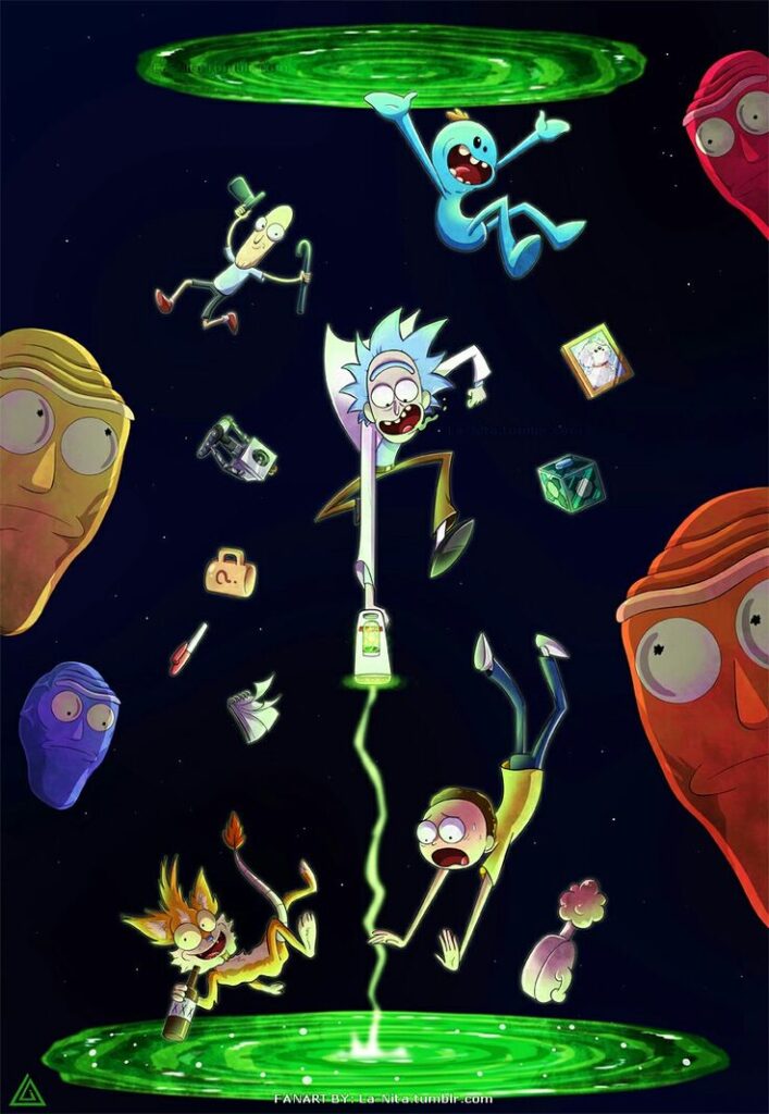 wallpaper para celular com rick and morty colorido