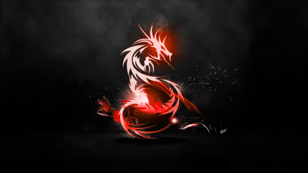 dragão vermelho em fundo preto para papel de parede de pc
