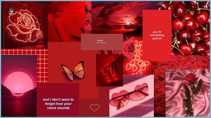 fundo de tela para pc com lindo moodboard em tons de vermelho