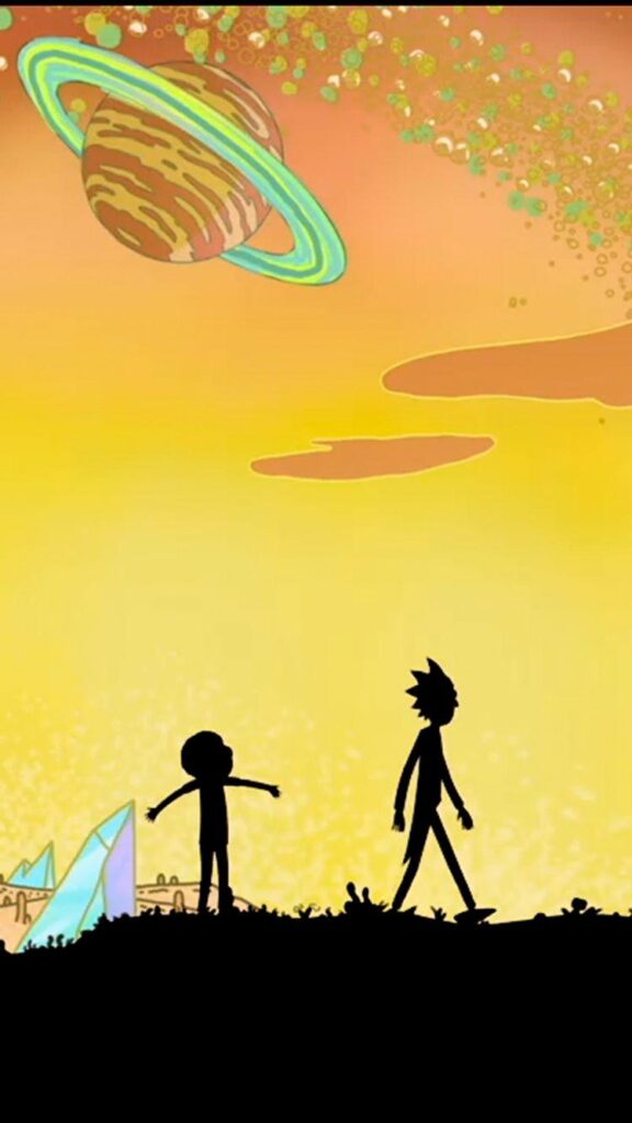 fundo de tela amarelo para celular de rick and morty