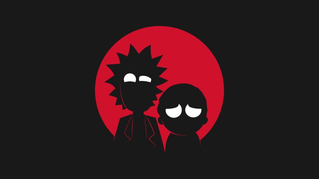 papel de parede vermelho e preto para pc de rick and morty