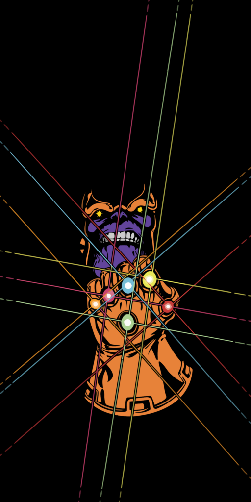 Titã do Infinito: Thanos, com a Manopla do Infinito, domina este wallpaper 4K para celular com uma presença imponente