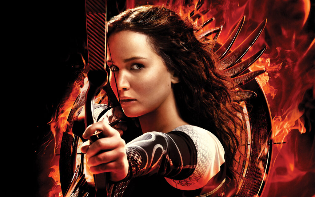 wallpaper para pc katniss em pose de bravura com seu arco