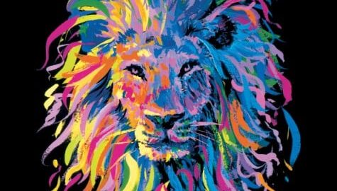 arte em desenho leão colorido