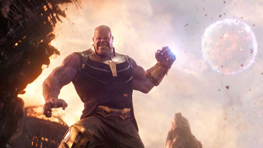 thanos mostrando seu poder nesse wallpaper para pc