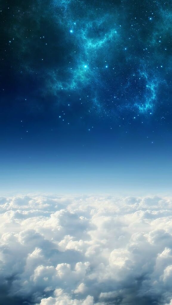 encantador wallpaper para celular com um lindo céu estrelado e nuvens brancas