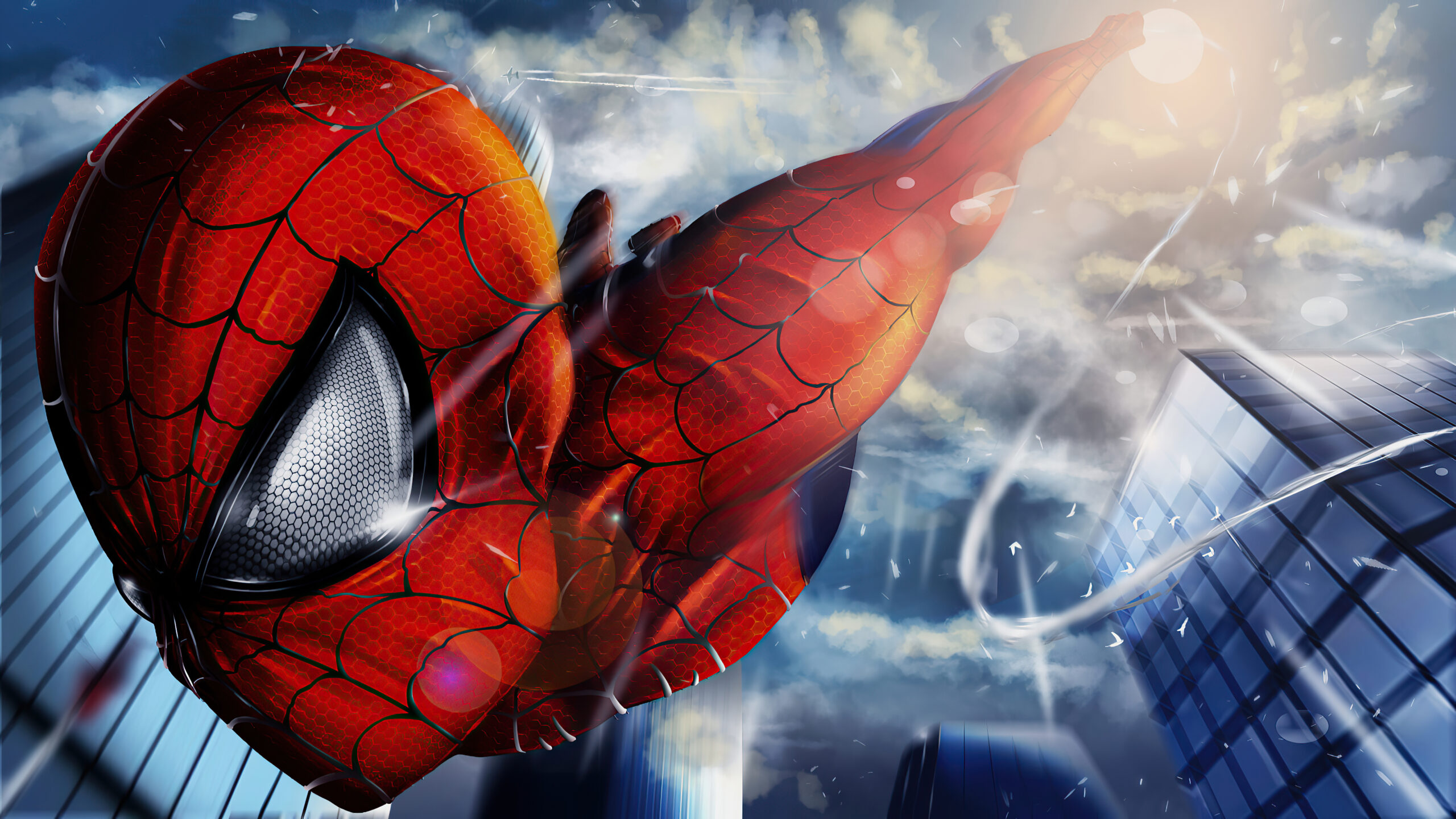 wallpaper 4k homem aranha descendo em alta velocidade