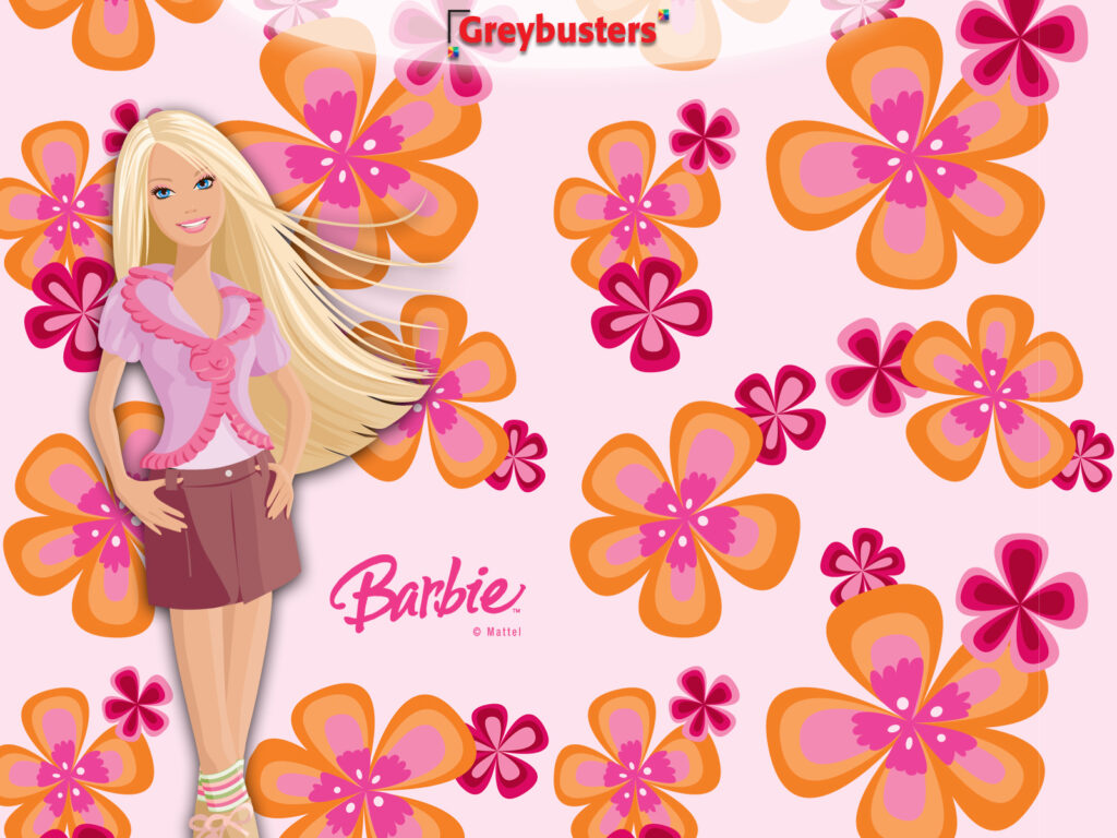 wallpaper para pc 4k da barbie com uma estampa de florida no fundo