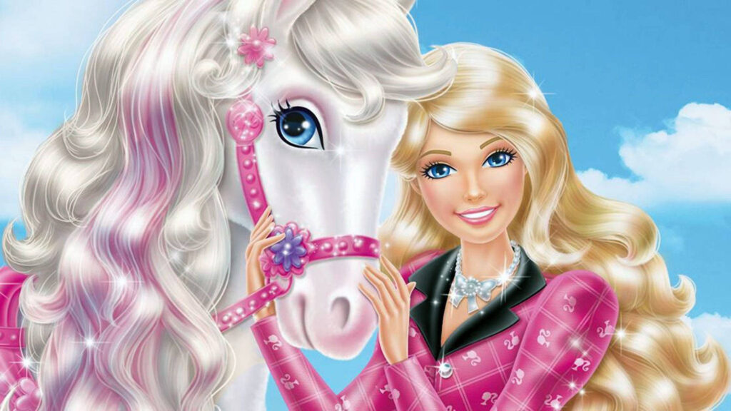 wallpaper 4k para pc da barbie com o cavalo 