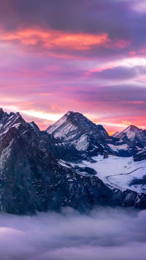 wallpaper para celular com lindas montanhas com neve