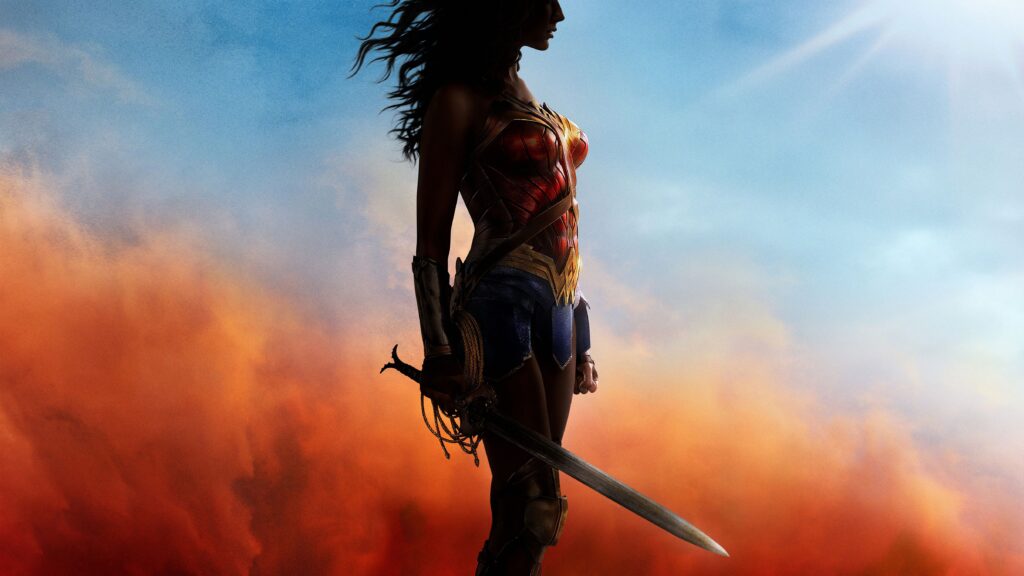 A princesa de Themyscira em uma pose majestosa, pronta para defender o mundo nesse papel de parede para pc