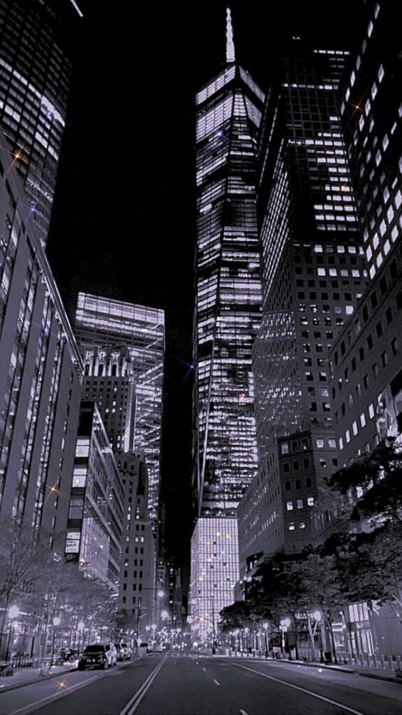 wallpaper para celular em preto e branco de cidade e lindas luzes