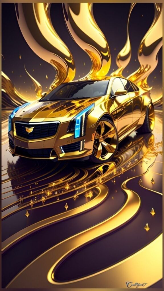 encantador carro de ouro para fundo de celular
