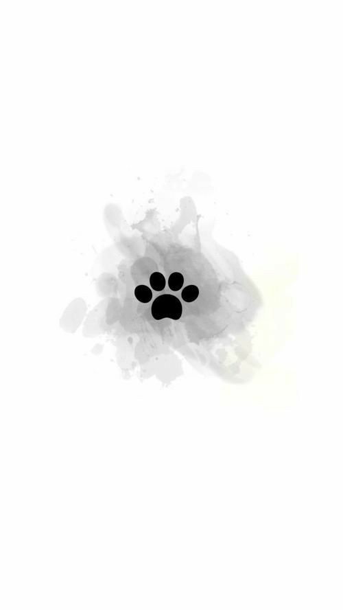 papel de parede preto e branco de patinha de cachorro para celular