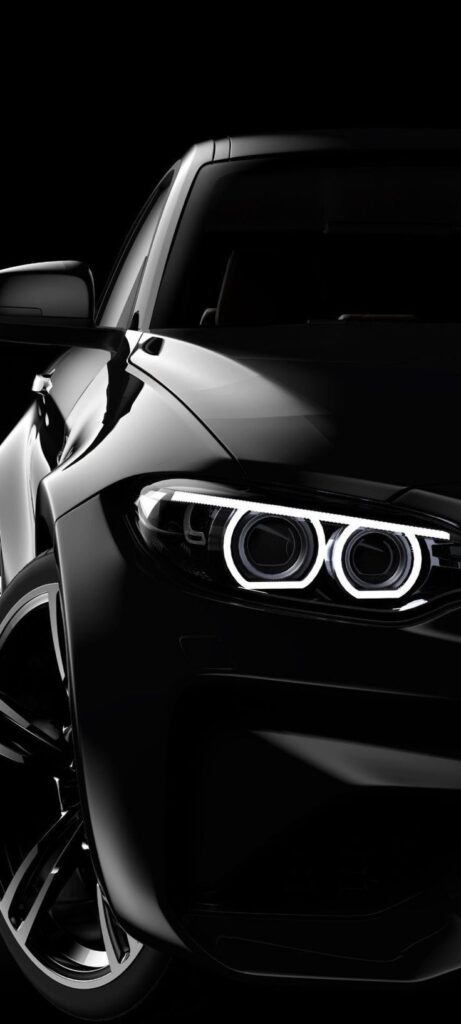 detalhes de uma linda BMW preta para papel de parede de celular