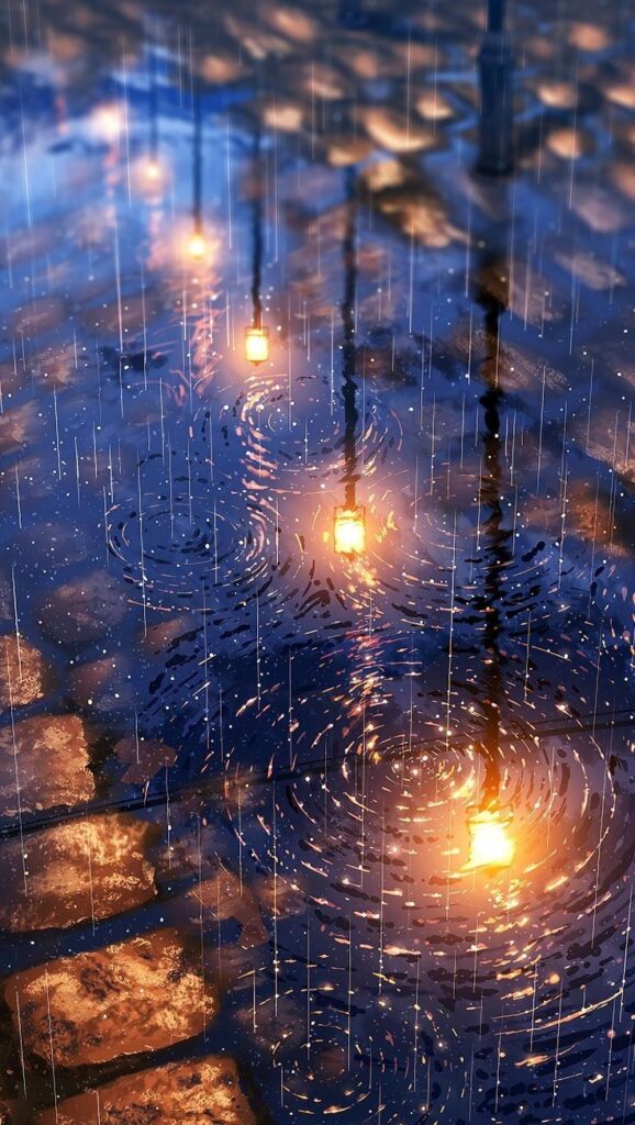 chuva wallpaper para celular com luzes destacando