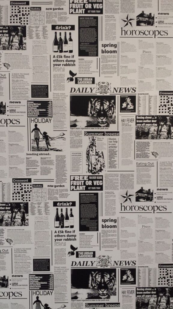 wallpaper para celular preto e branco de páginas de jornais