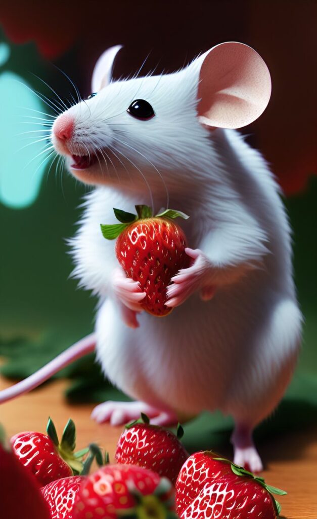 pequeno ratinho com morango na mão nesse wallpaper para celular
