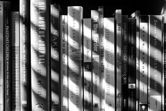 papel de parede para pc em preto e branco de livros