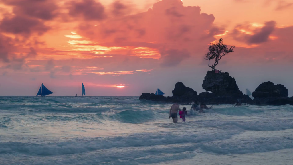 wallpaper para pc de céu da praia colorido por um lindo por do sol