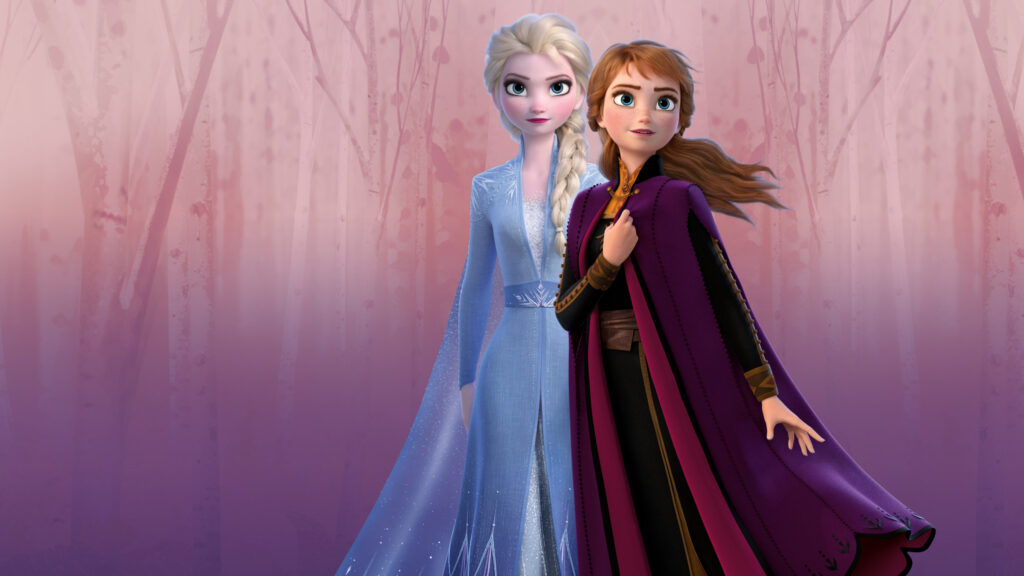 wallpaper de frozen de 2 com Ana e Elsa em destaque