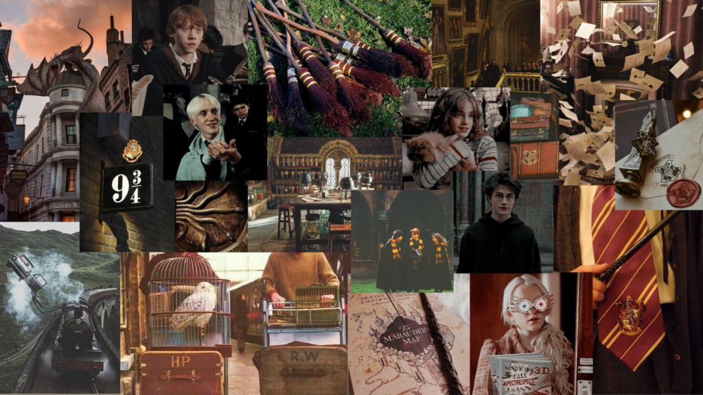 lindo moodboard de Harry Potter para wallpaper de pc