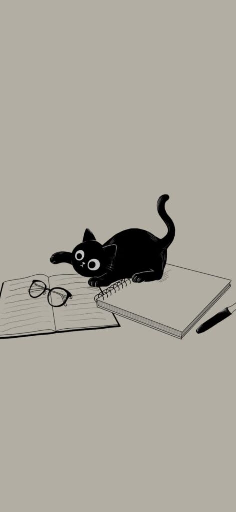 papel de parede lindo de gato preto para celular