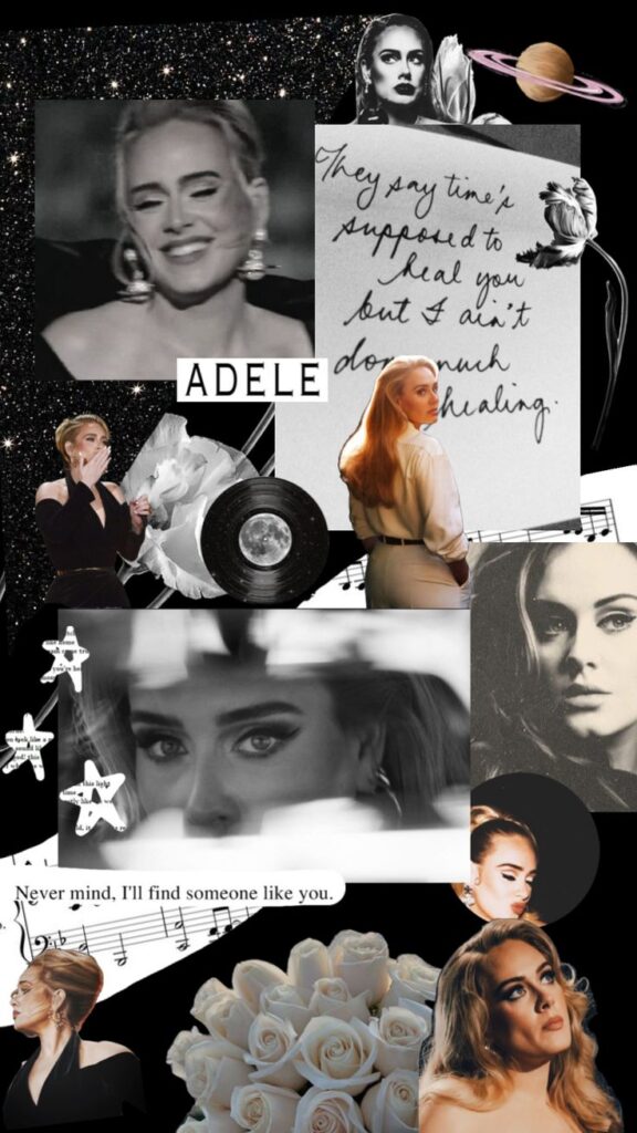 lindo moodboard da adele para wallpaper de celular