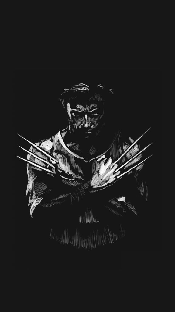 imagem para celular do Hugh Jackman como wolverine em preto e branco