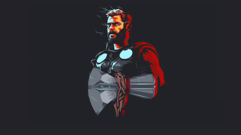 papel de parede minimalista do Thor e seu machado martelo