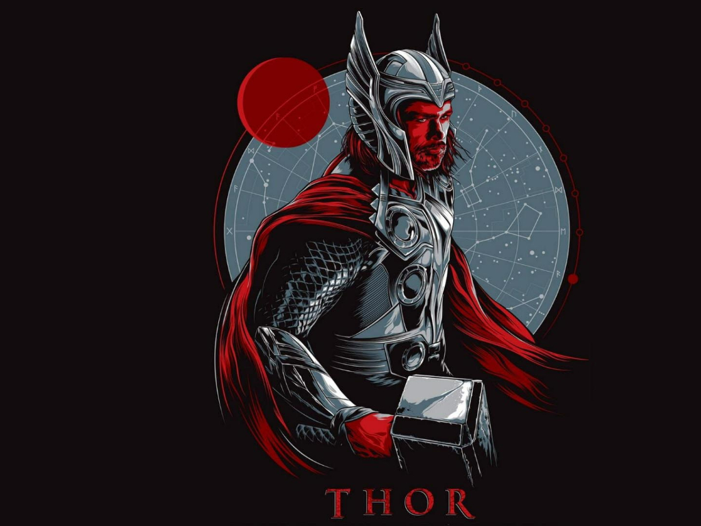 poster em estilo anos 80 de Thor