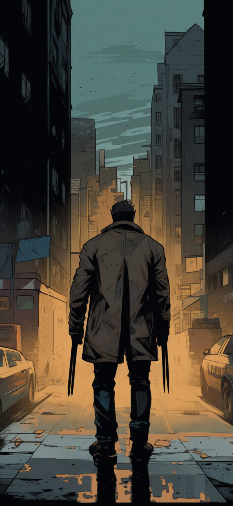 Wallpaper 4k Marvel Wolverine em uma cidade marvel comics