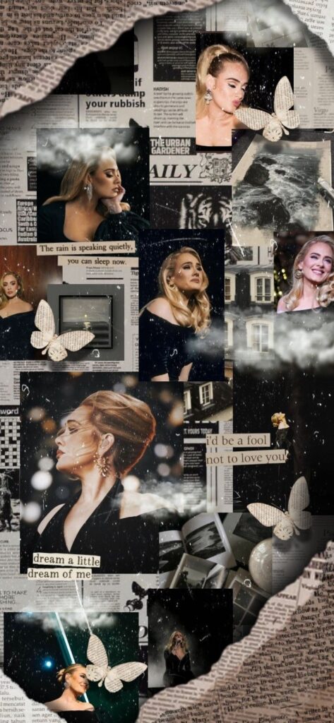 lindo moodboard da adele para wallpaper de celular