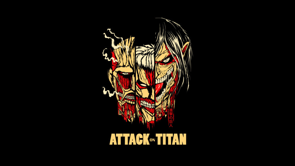 Ilustração épica de cenas de Attack on Titan em 4k